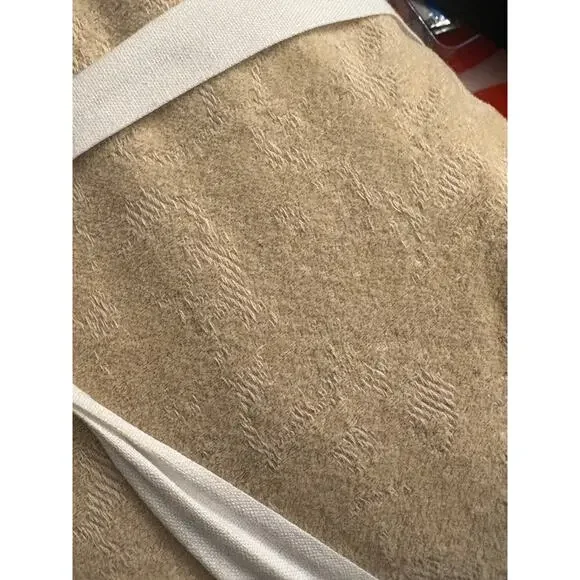 NWT Pottery Barn Chenille Jacquard Tan Beige Straw Duvet Cover Queen Full